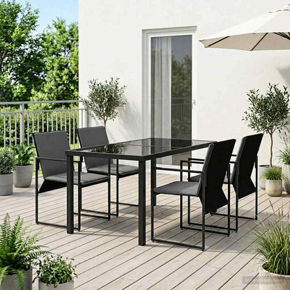 Set da Pranzo per Giardino 5 pcs Nero e antracite | homemem39