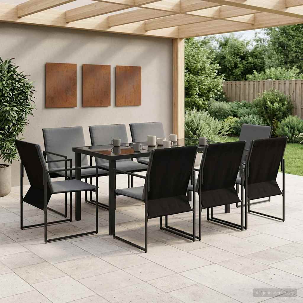 Set da Pranzo per Giardino 9 pcs Nero e antracite | homemem39