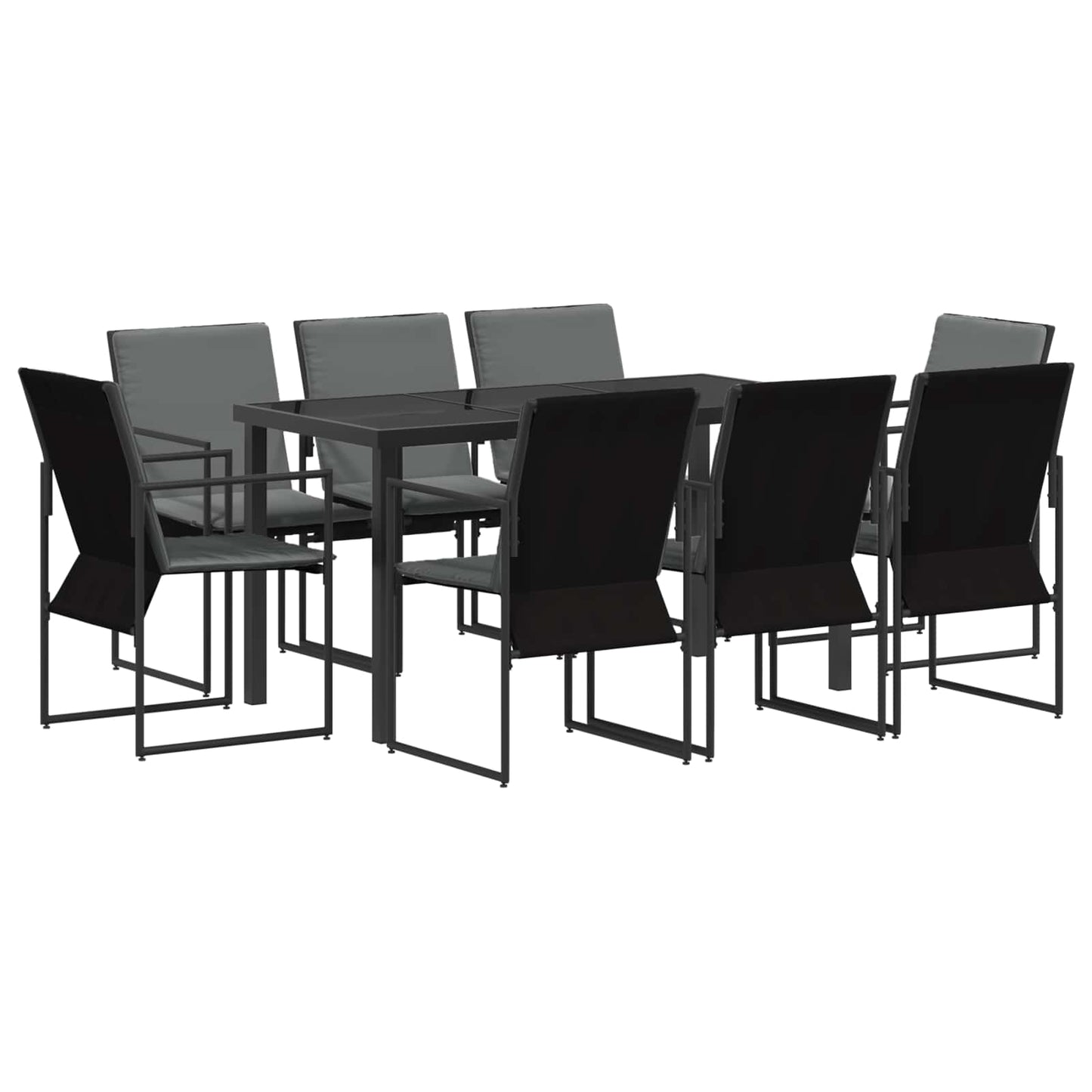 Set da Pranzo per Giardino 9 pcs Nero e antracite | homemem39