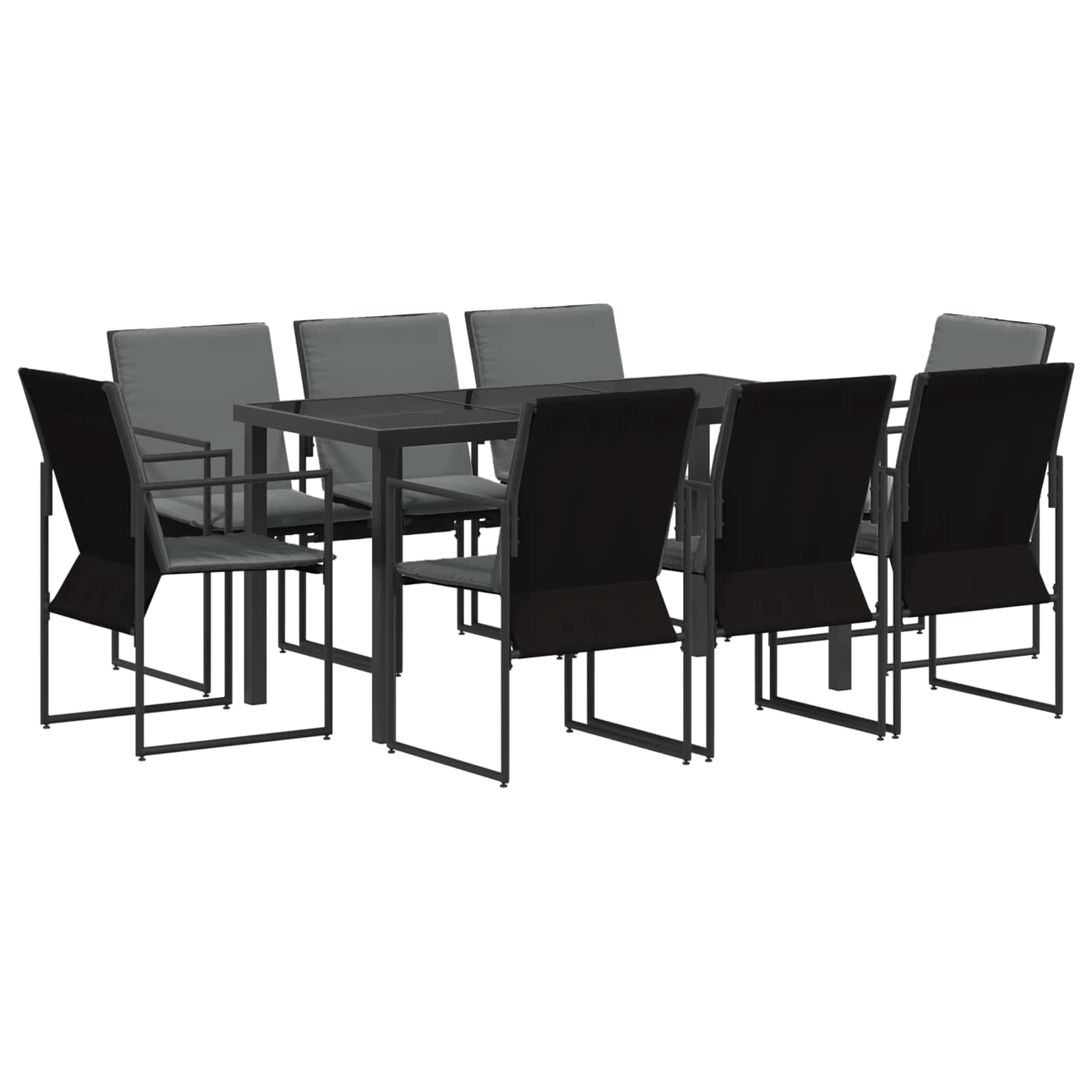 Set da Pranzo per Giardino 9 pcs Nero e antracite | homemem39