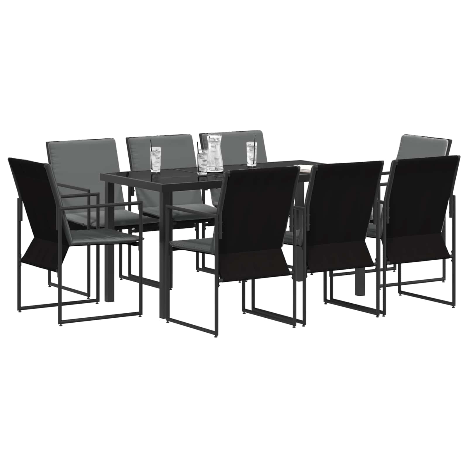 Set da Pranzo per Giardino 9 pcs Nero e antracite | homemem39