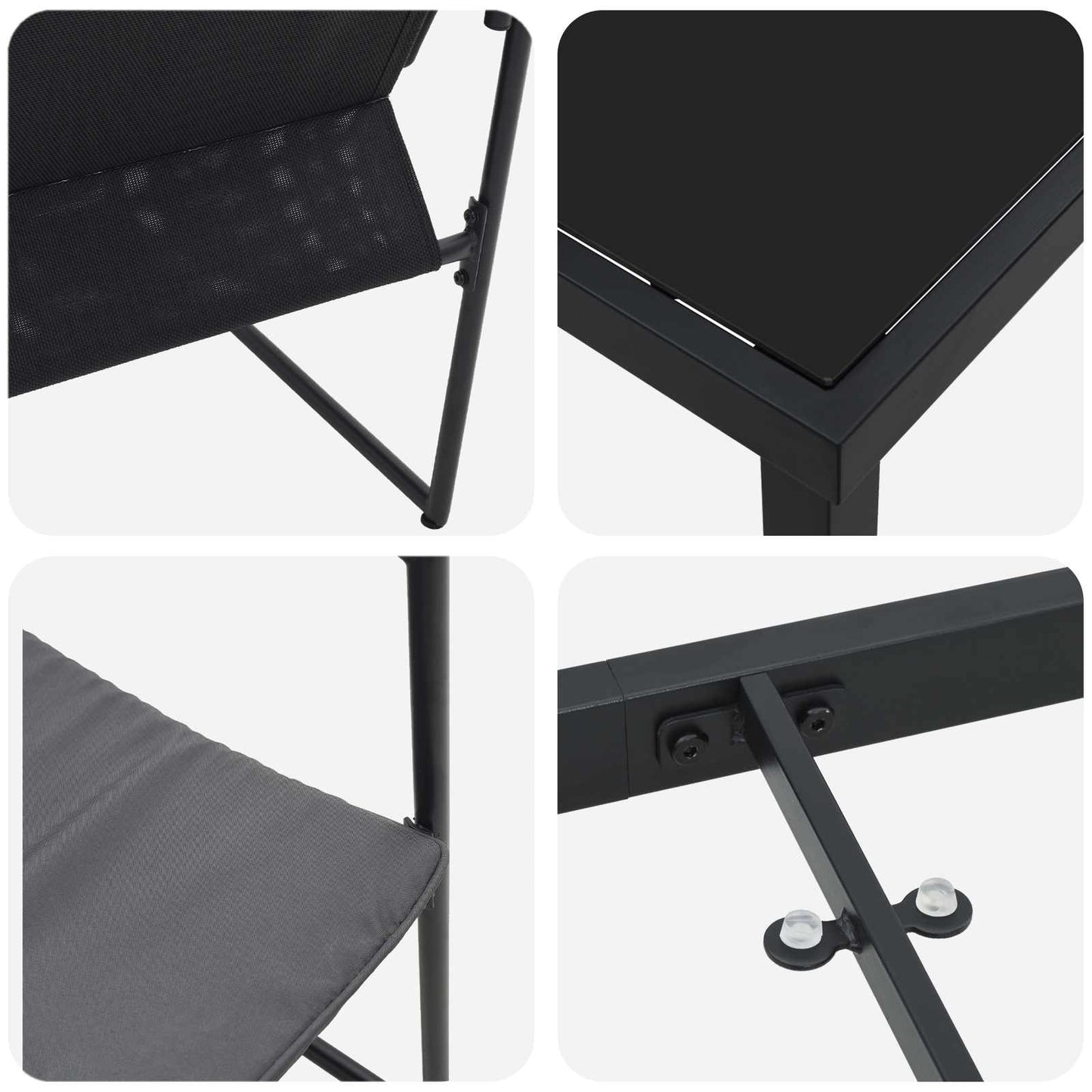 Set da Pranzo per Giardino 9 pcs Nero e antracite | homemem39