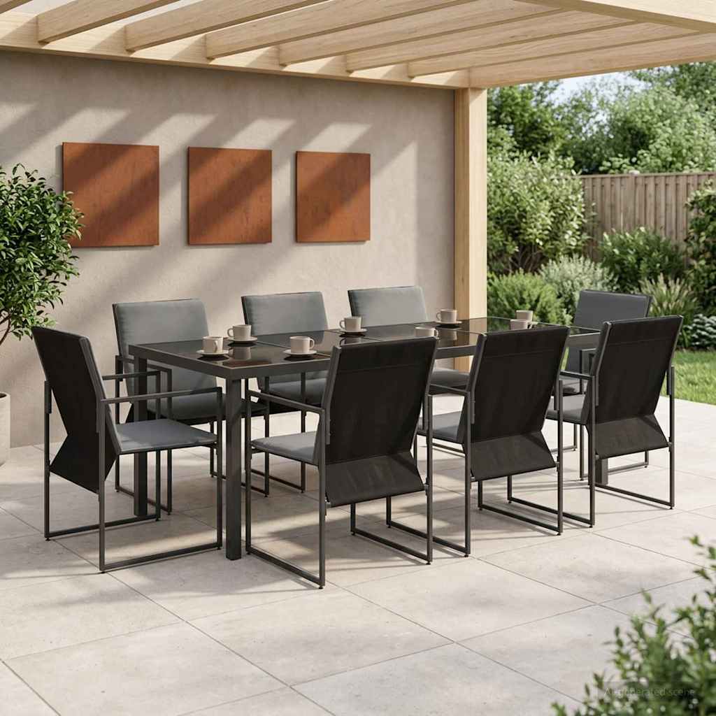 Set da Pranzo per Giardino 9 pcs Nero e antracite | homemem39