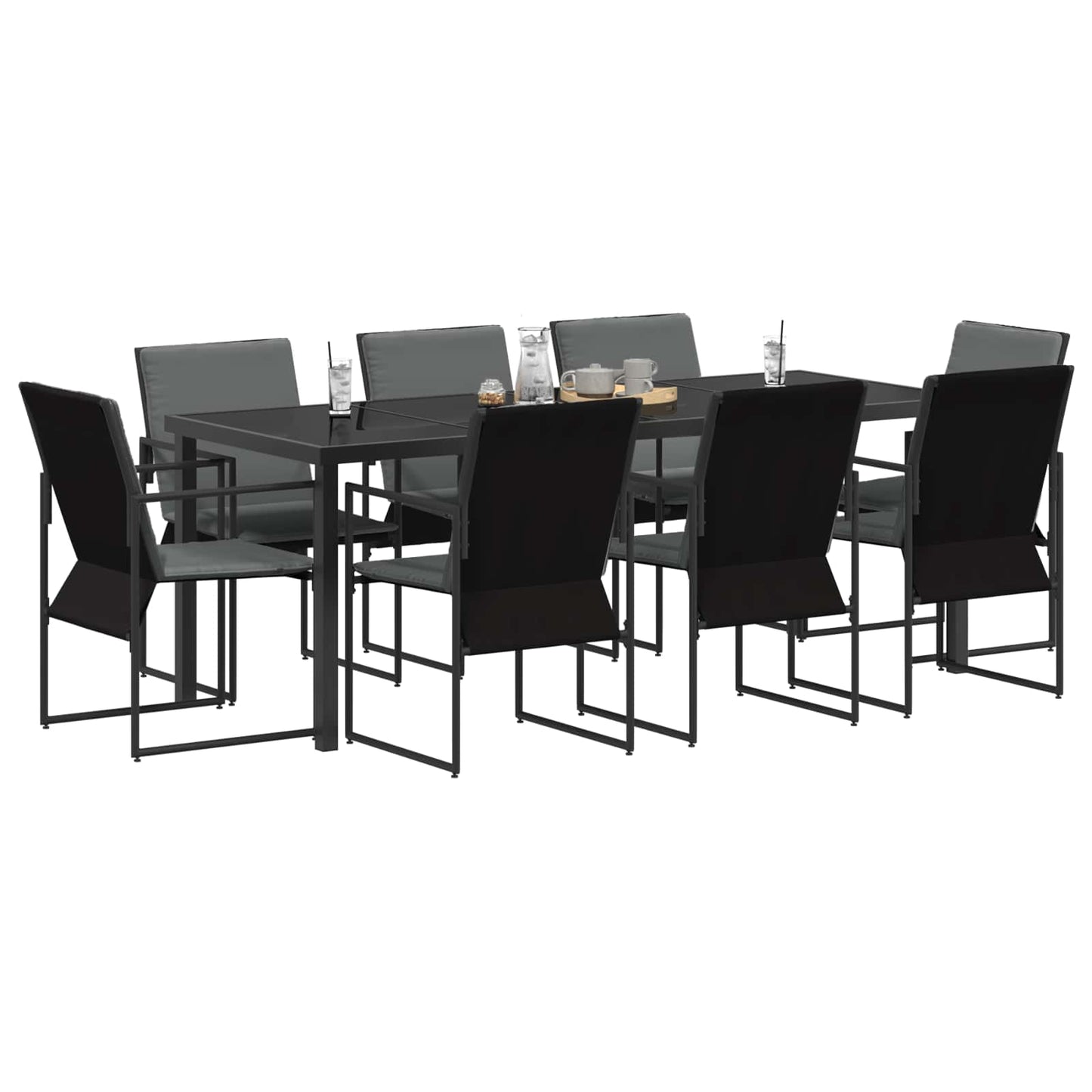 Set da Pranzo per Giardino 9 pcs Nero e antracite | homemem39