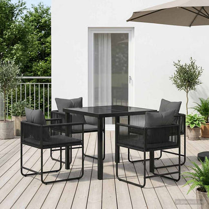 Set da Pranzo per Giardino 5 pcs Nero e antracite | homemem39