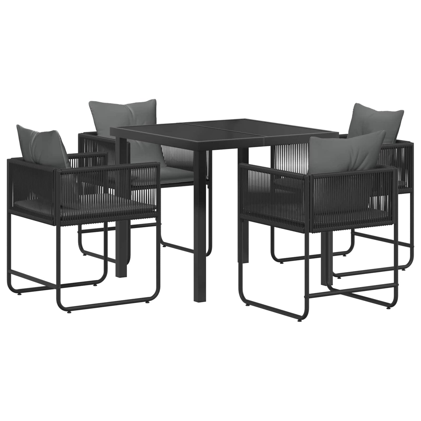Set da Pranzo per Giardino 5 pcs Nero e antracite | homemem39