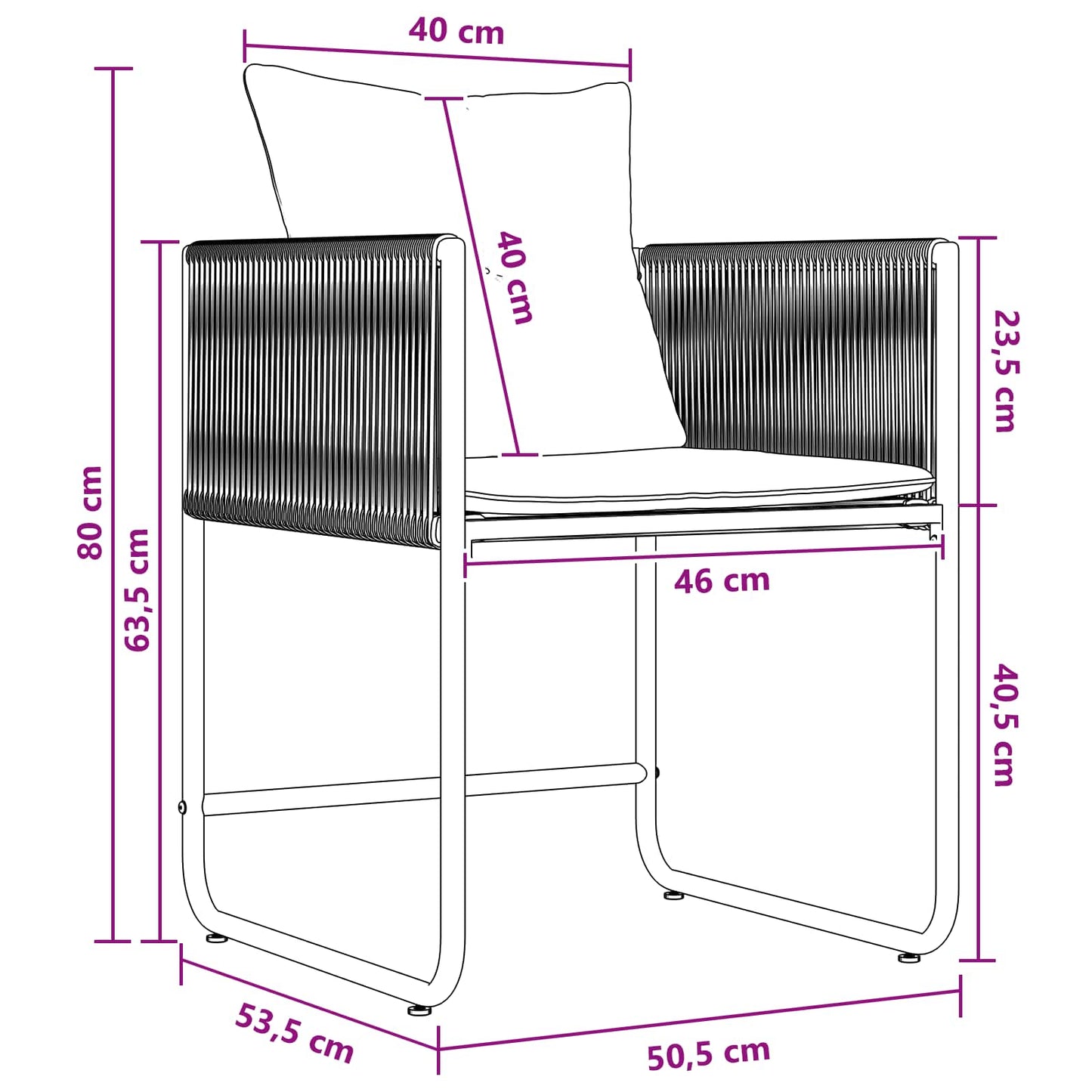 Set da Pranzo per Giardino 5 pcs Nero e antracite | homemem39