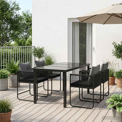 Set da Pranzo per Giardino 5 pcs Nero e antracite | homemem39