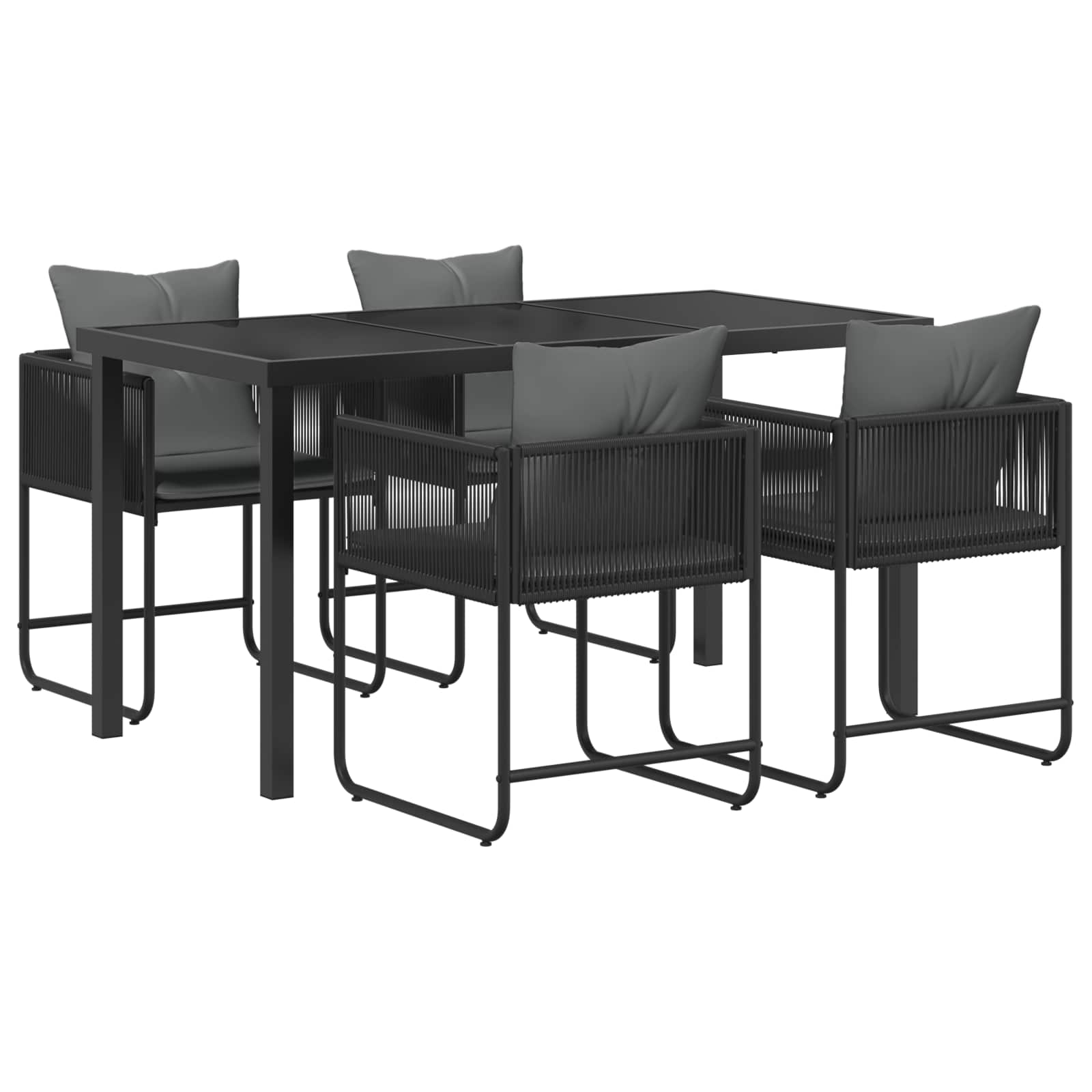 Set da Pranzo per Giardino 5 pcs Nero e antracite | homemem39