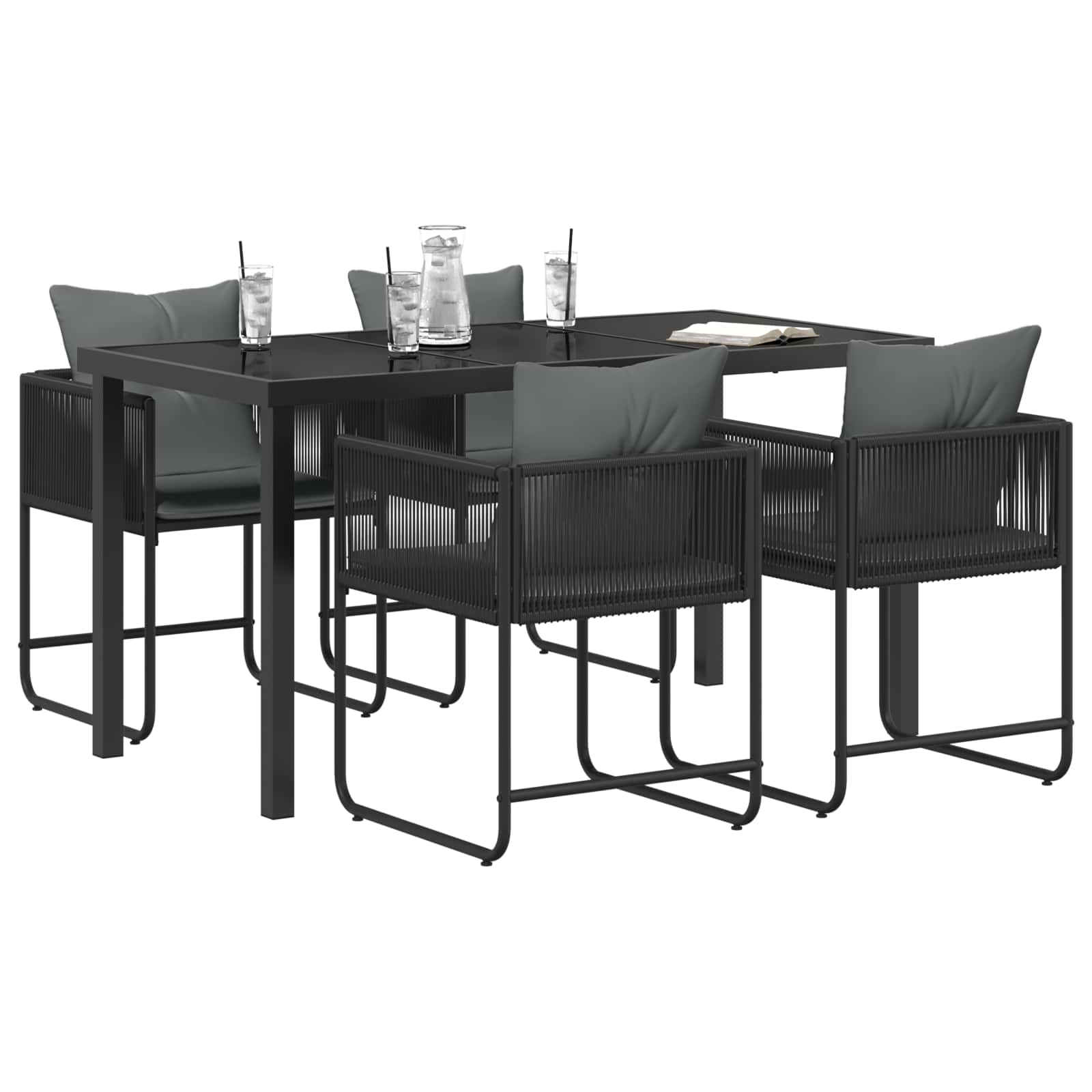 Set da Pranzo per Giardino 5 pcs Nero e antracite | homemem39