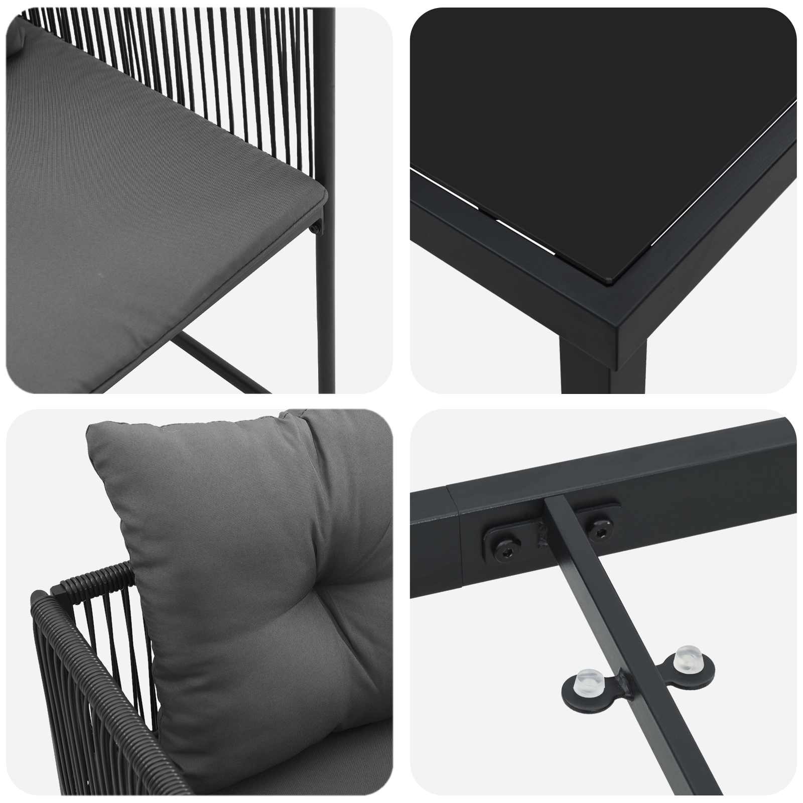 Set da Pranzo per Giardino 9 pcs Nero e antracite | homemem39