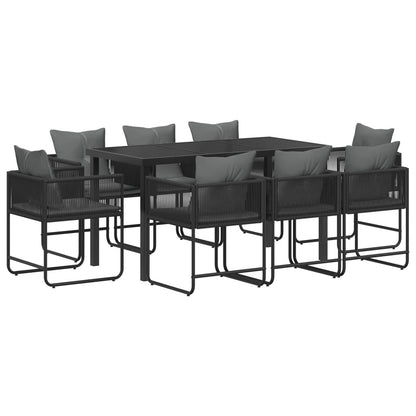 Set da Pranzo per Giardino 9 pcs Nero e antracite | homemem39