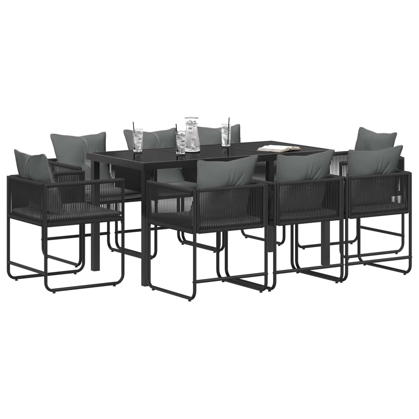 Set da Pranzo per Giardino 9 pcs Nero e antracite | homemem39