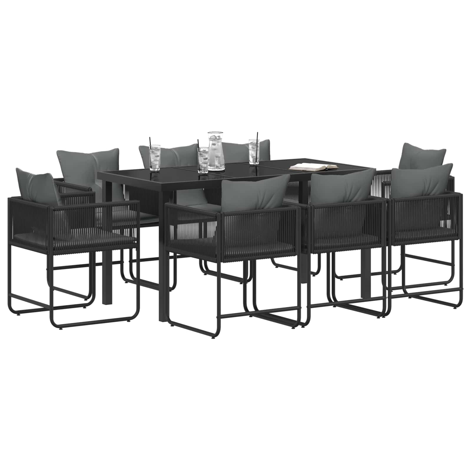 Set da Pranzo per Giardino 9 pcs Nero e antracite | homemem39