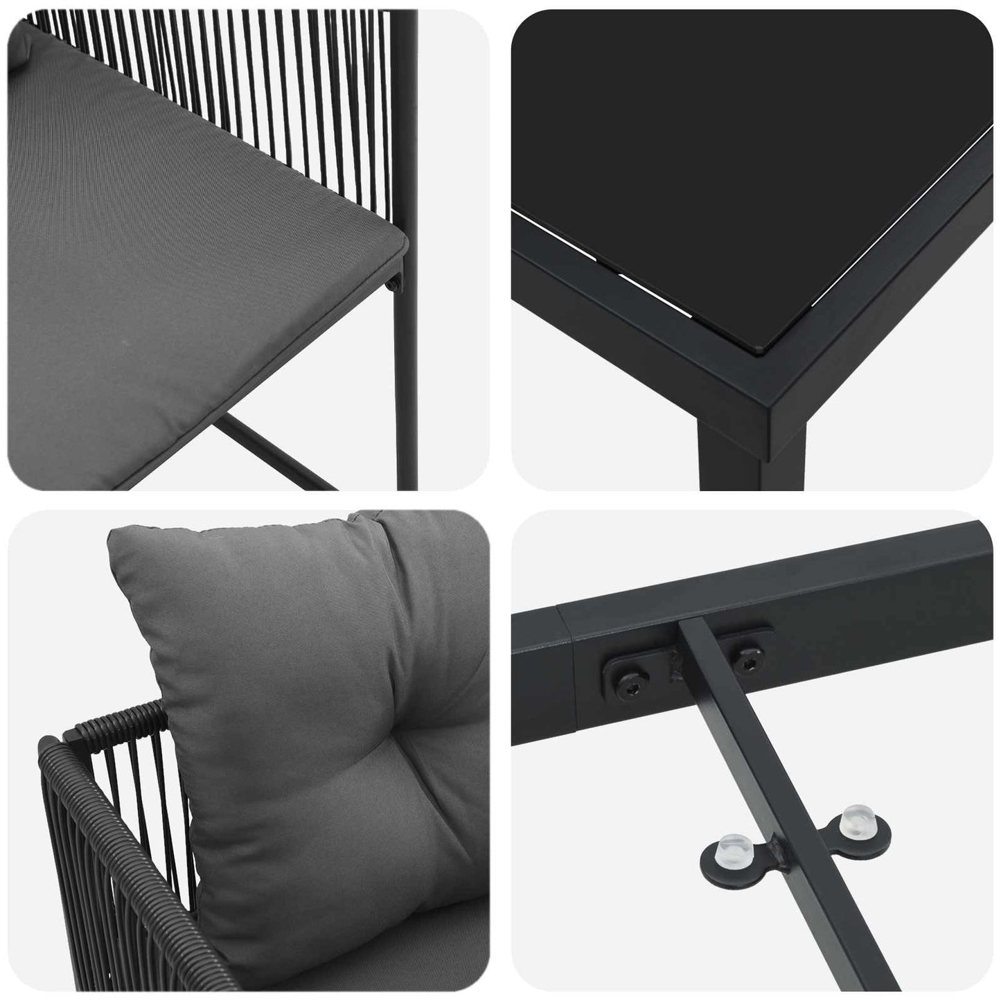 Set da Pranzo per Giardino 9 pcs Nero e antracite | homemem39
