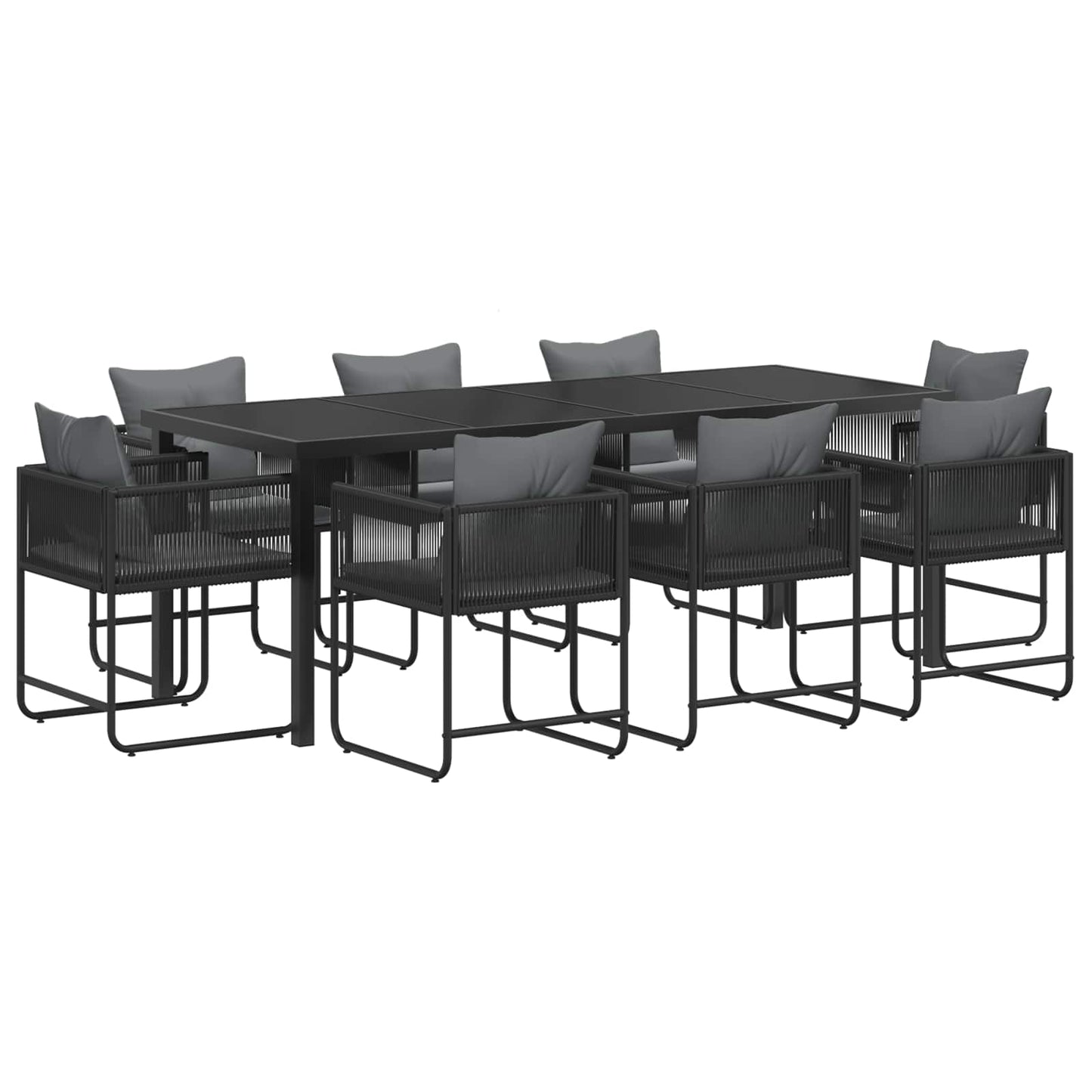 Set da Pranzo per Giardino 9 pcs Nero e antracite | homemem39