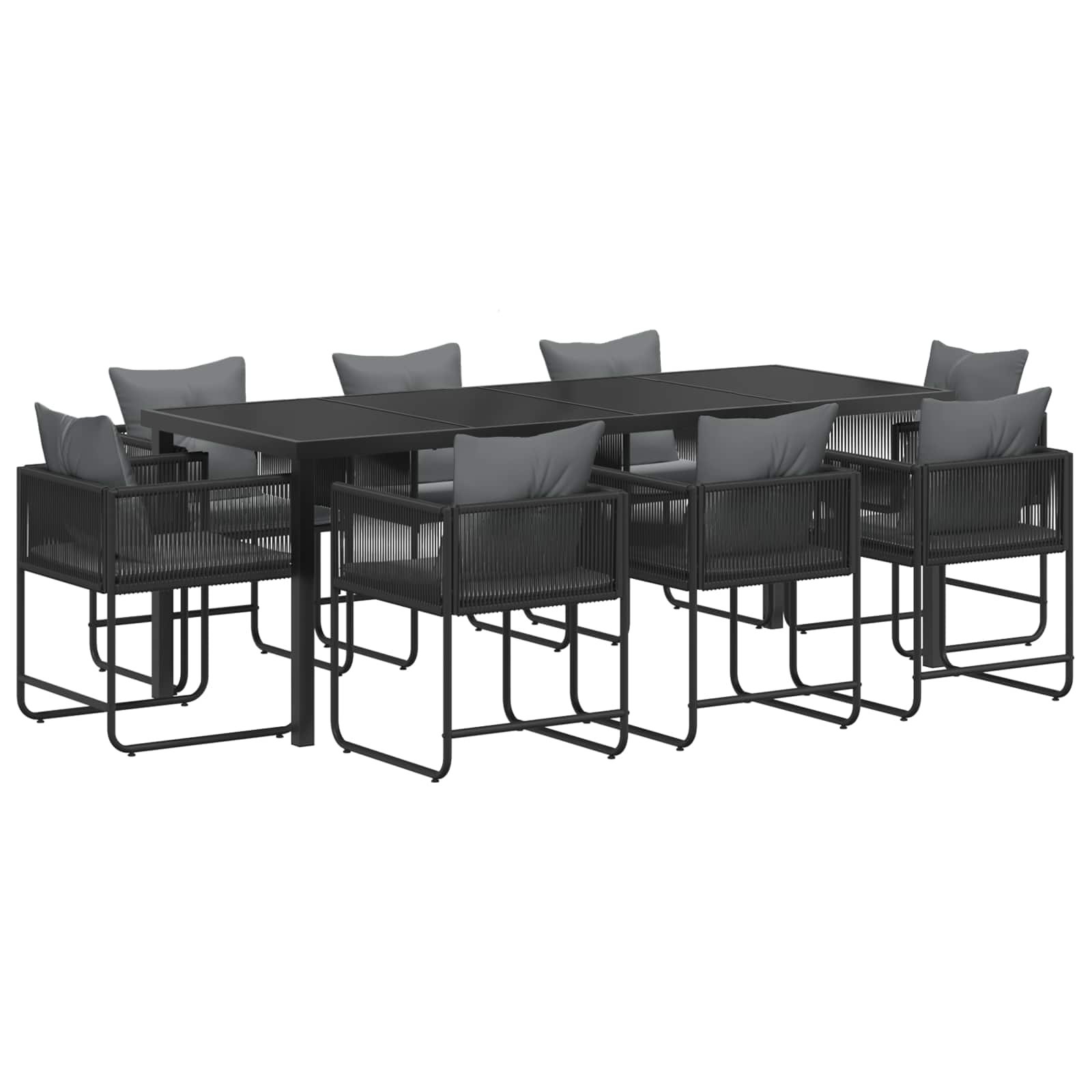 Set da Pranzo per Giardino 9 pcs Nero e antracite | homemem39