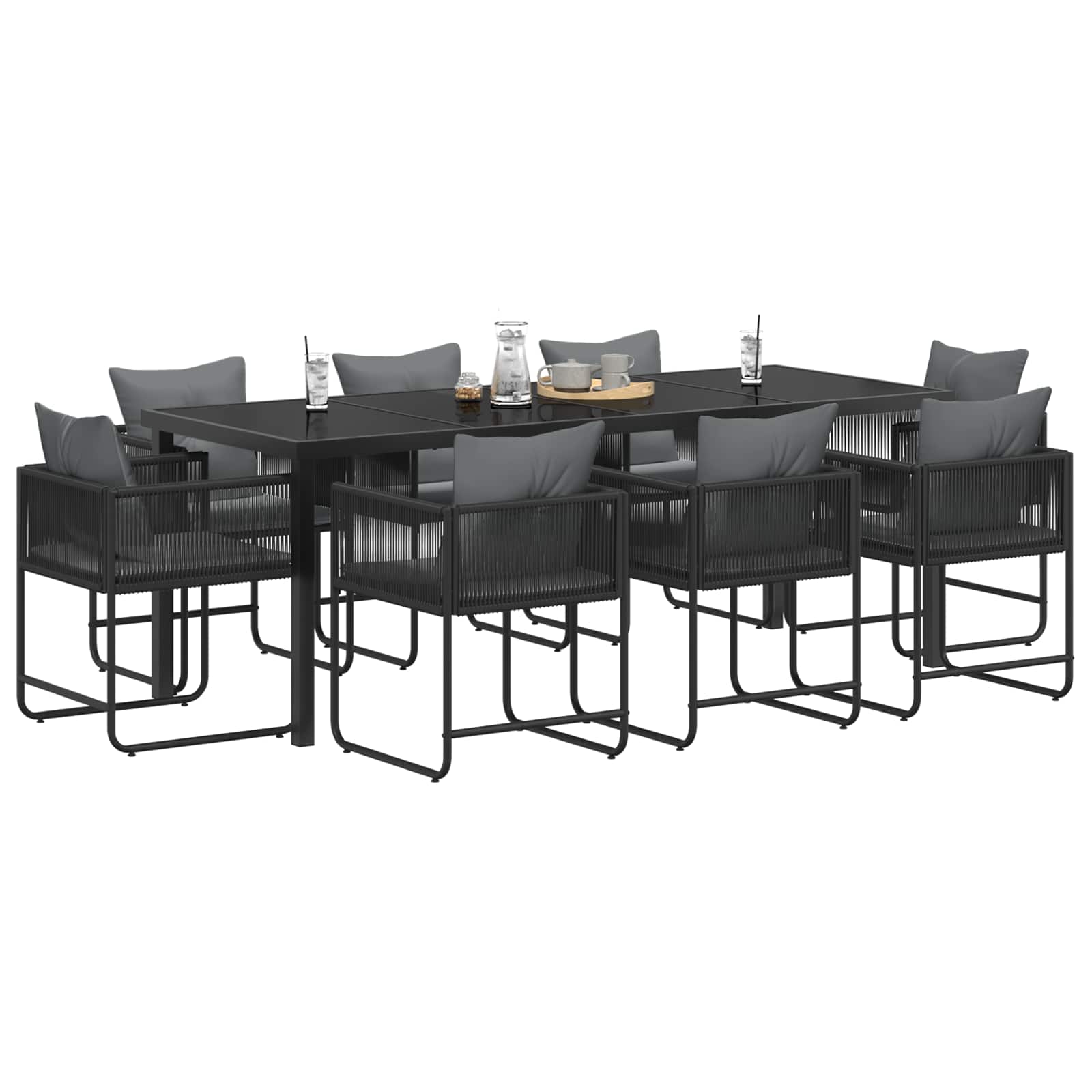 Set da Pranzo per Giardino 9 pcs Nero e antracite | homemem39