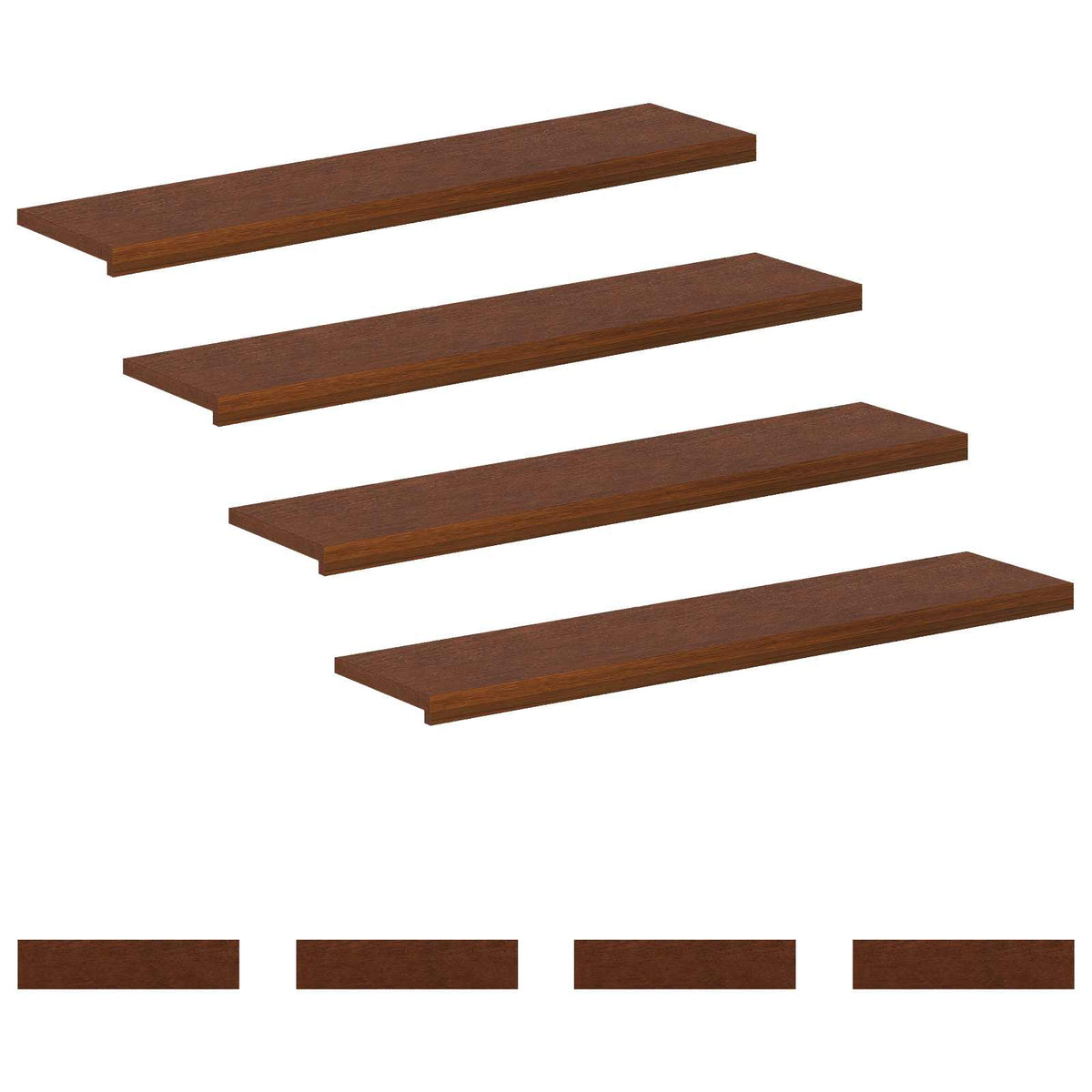 Gradini per Scale 8 pz 110 x 30 x 2 cm Marrone Scuro