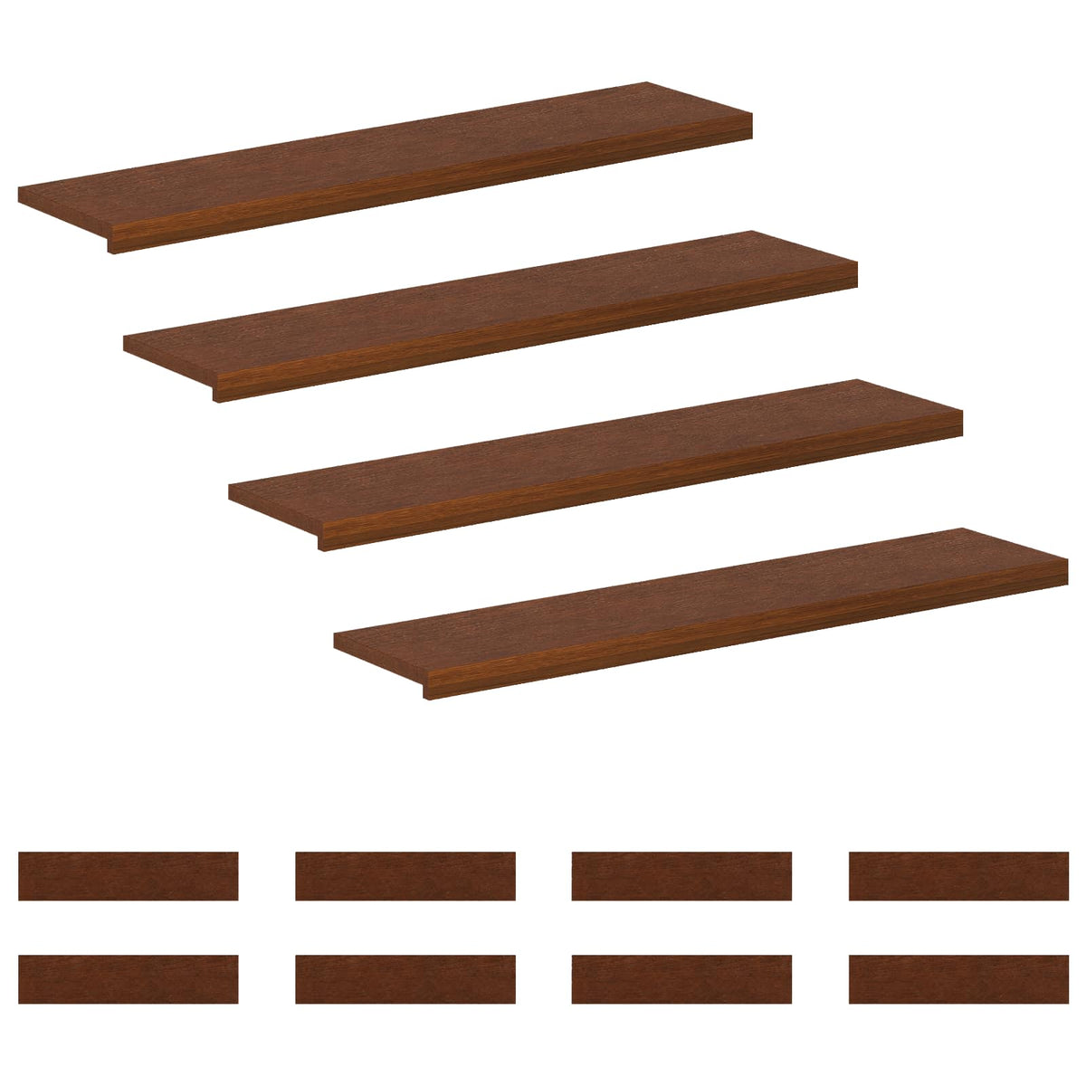 Gradini per Scale 12 pz 110 x 30 x 2 cm Marrone Scuro | homemem39
