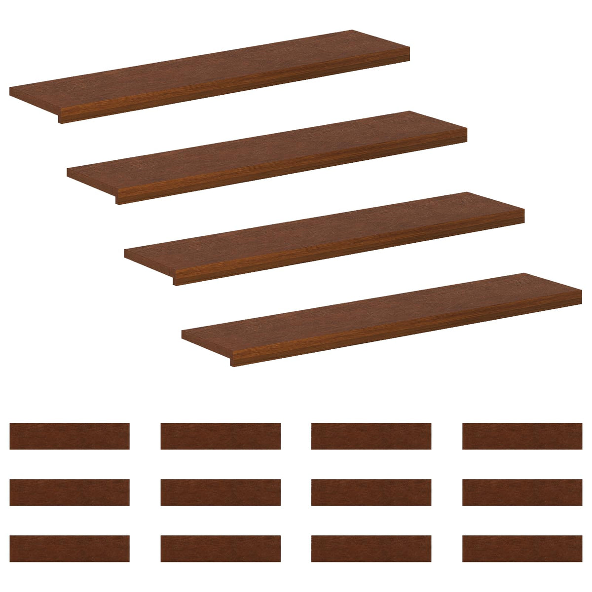 Gradini per Scale 16 pz 110 x 30 x 2 cm Marrone Scuro