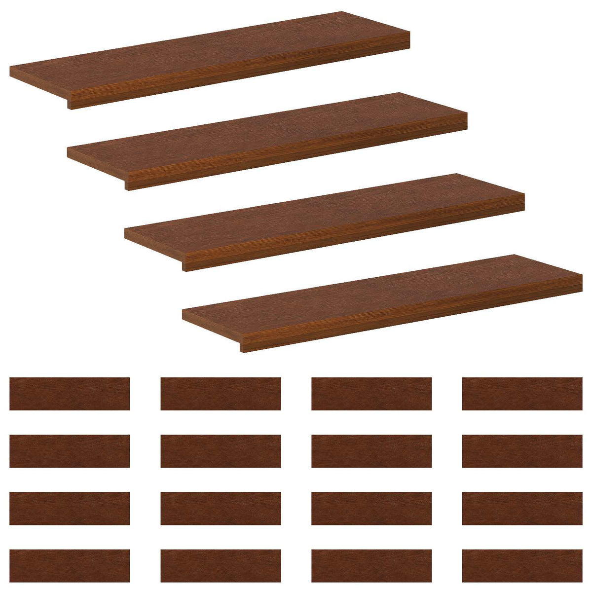 Gradini per Scale 20 pz 90 x 30 x 2 cm Marrone Scuro