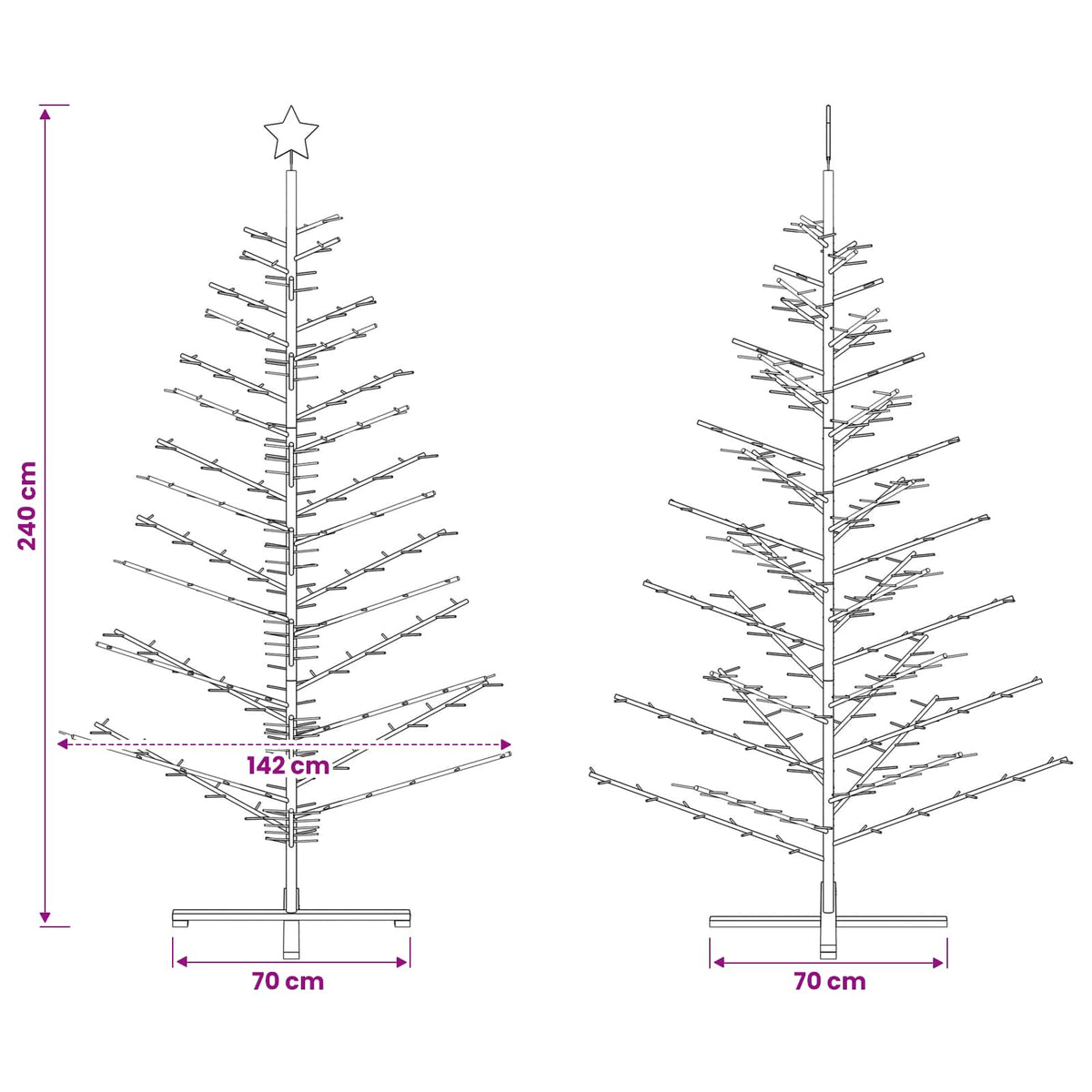 Albero di Natale in legno KOTKA 240 cm Legno Massello di Pino | homemem39