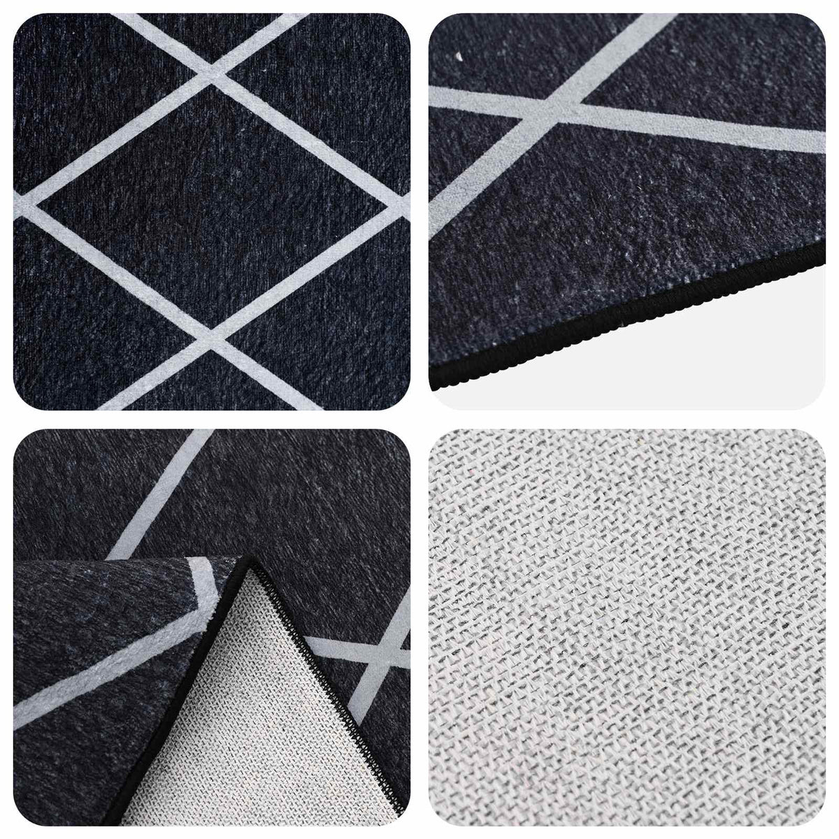 Tappeto ORIZ Motivo a diamante nero 300 x 400 cm | homemem39