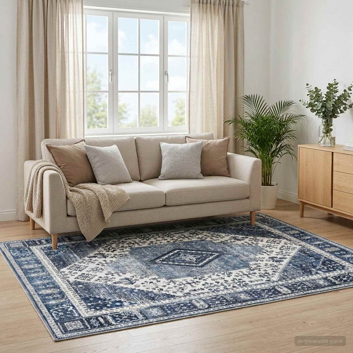 Tappeto ORIZ Blu Scuro 160 x 160 cm 100% Poliestere | homemem39