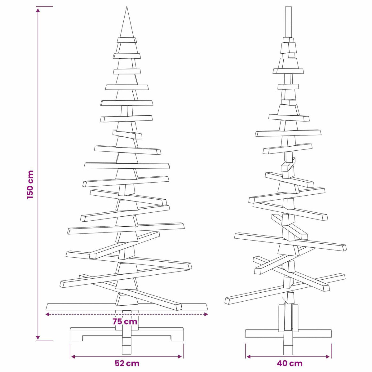 Albero di Natale in legno KOTKA 150 cm Legno Massello di Pino | homemem39