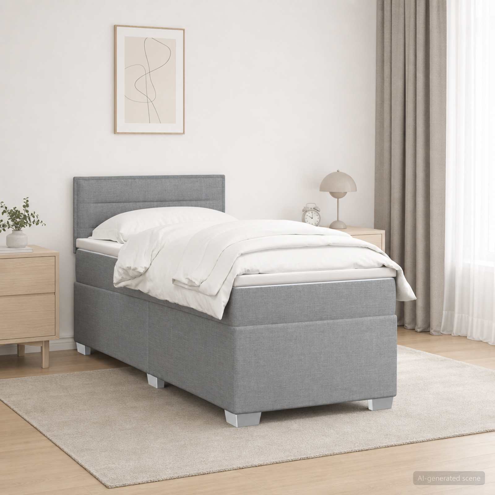 Letto box spring con materasso Grigio Chiaro 90 x 190 cm | homemem39