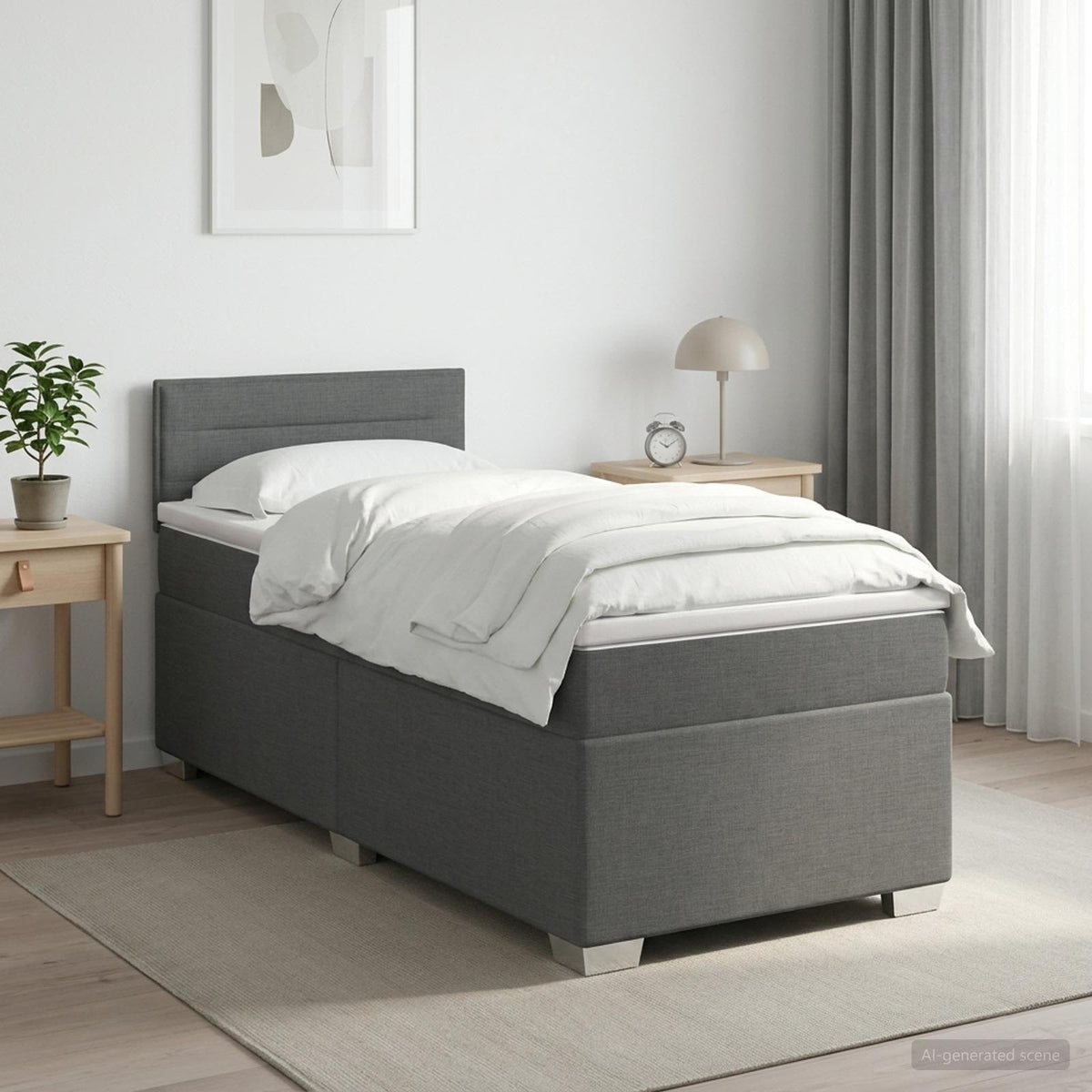 Letto box spring con materasso Grigio Scuro 90 x 190cm Tessuto | homemem39