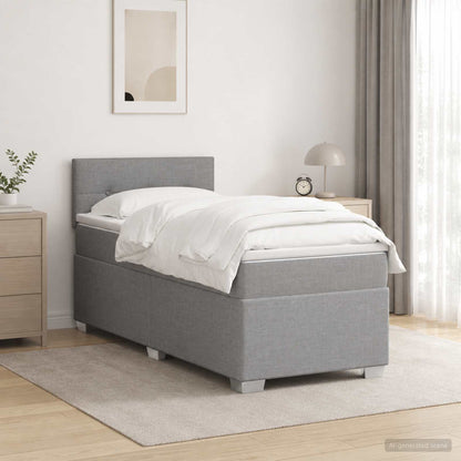 Letto box spring con materasso Grigio Chiaro 90 x 200 cm