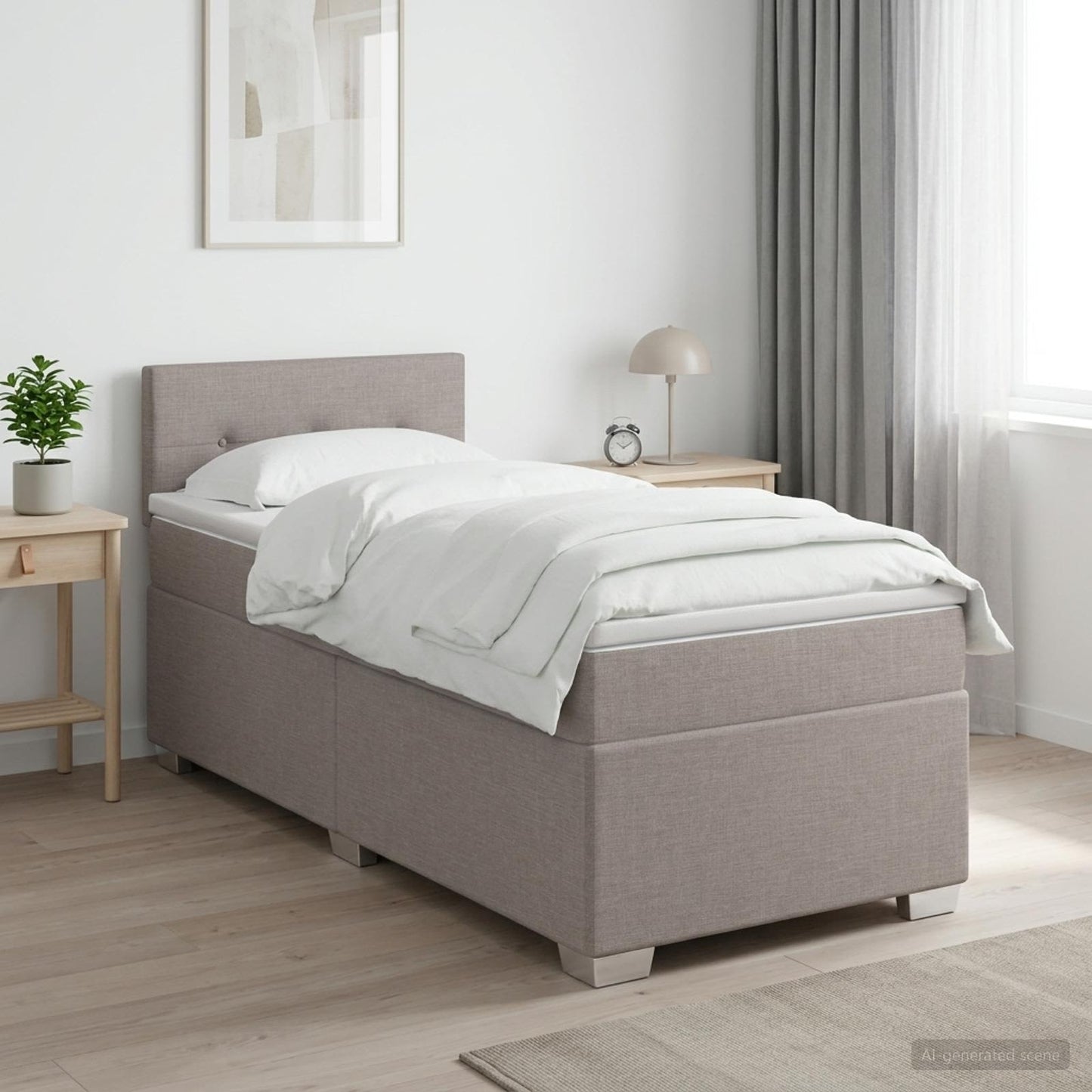 Letto box spring con materasso Tortora 100 x 200 cm Tessuto | homemem39