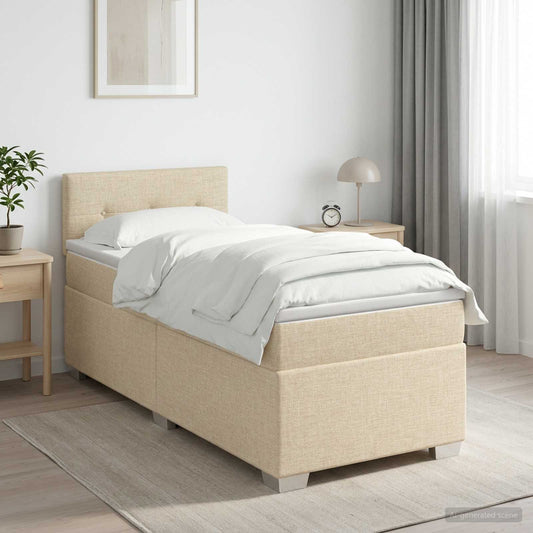 Letto box spring con materasso Crema 100 x 200 cm Tessuto | homemem39