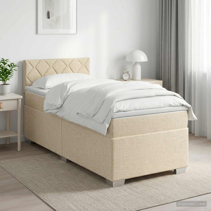 Letto box spring con materasso Crema 100 x 200 cm Tessuto | homemem39