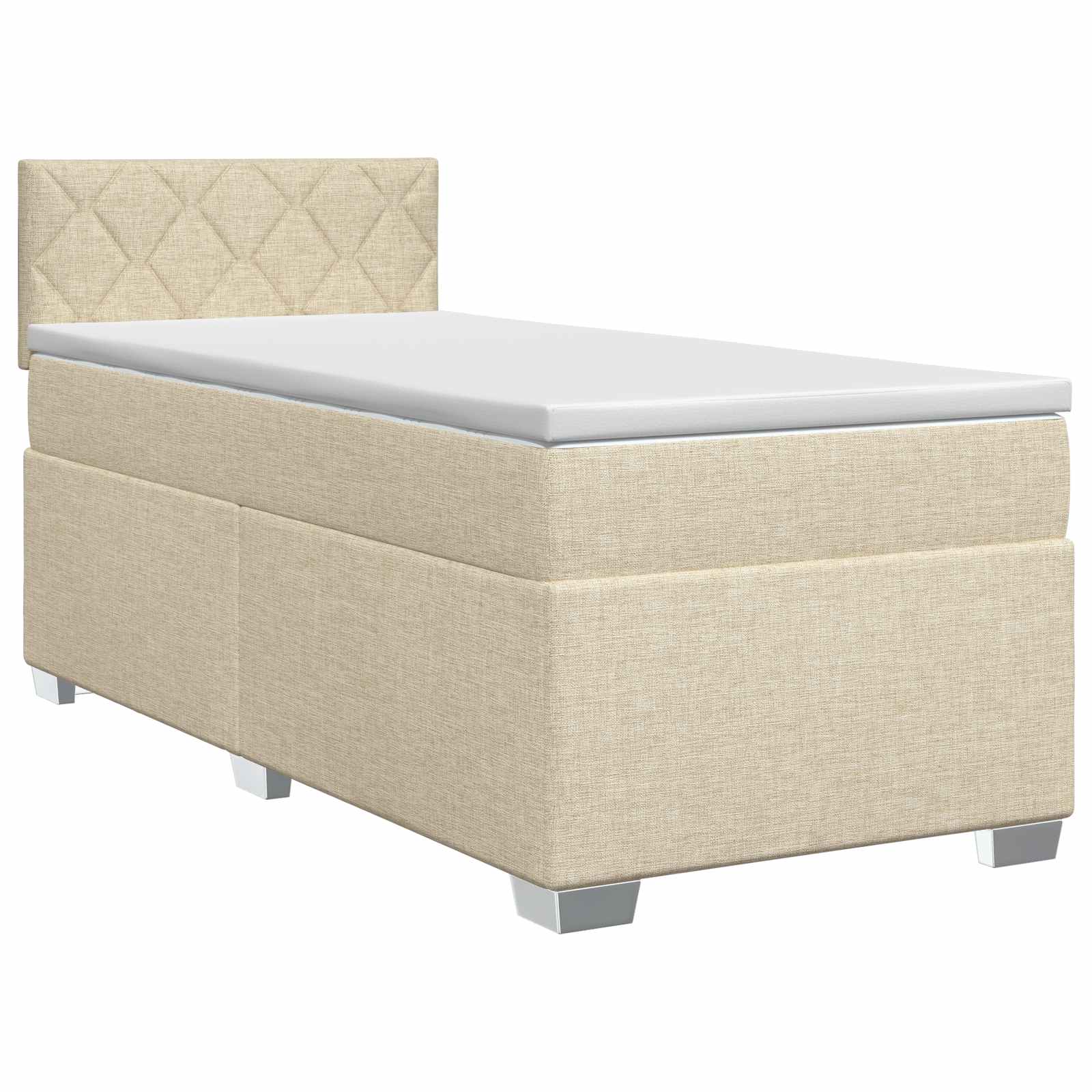 Letto box spring con materasso Crema 100 x 200 cm Tessuto | homemem39