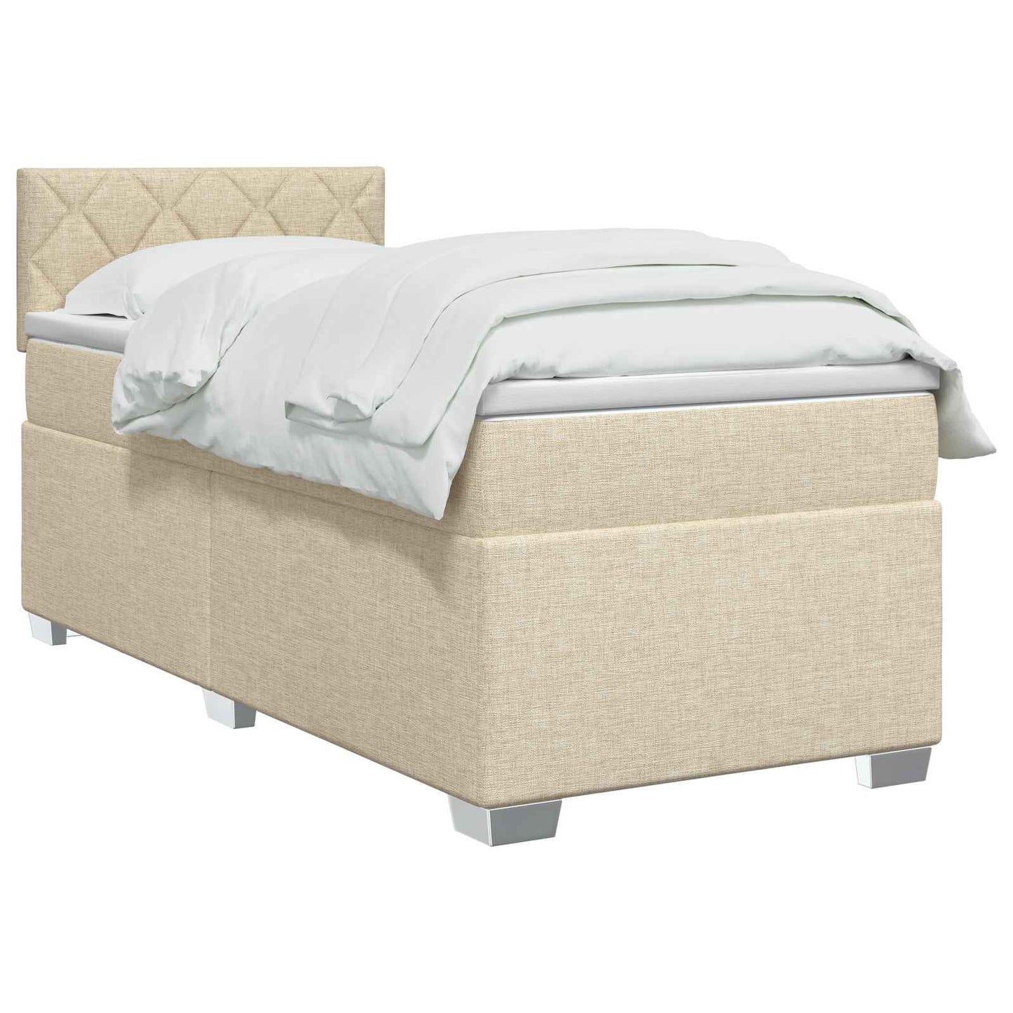 Letto box spring con materasso Crema 100 x 200 cm Tessuto | homemem39
