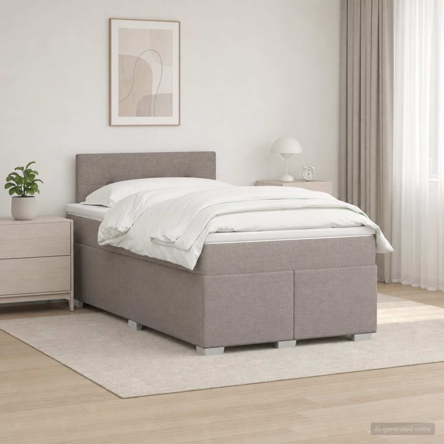 Letto box spring con materasso Tortora 120 x 200 cm Tessuto