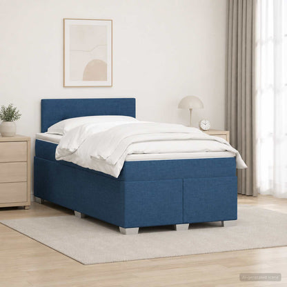 Letto box spring con materasso Blu 120 x 190 cm Tessuto