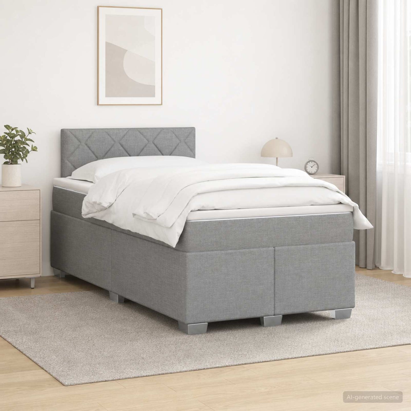 Letto box spring con materasso Grigio Chiaro 120 x 190 cm