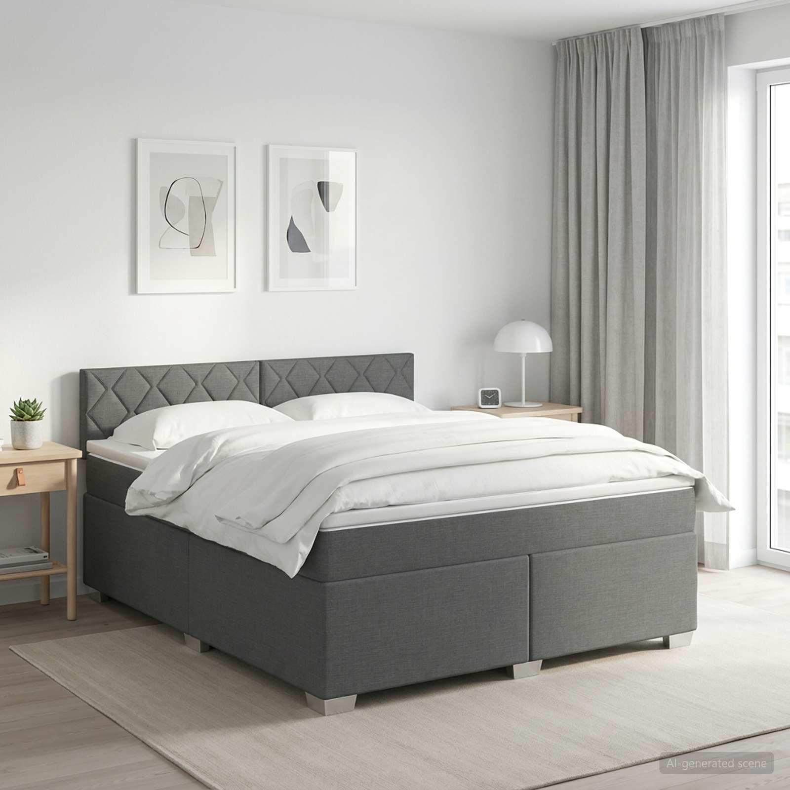 Letto box spring con materasso Grigio Scuro 160 x 200 cm | homemem39