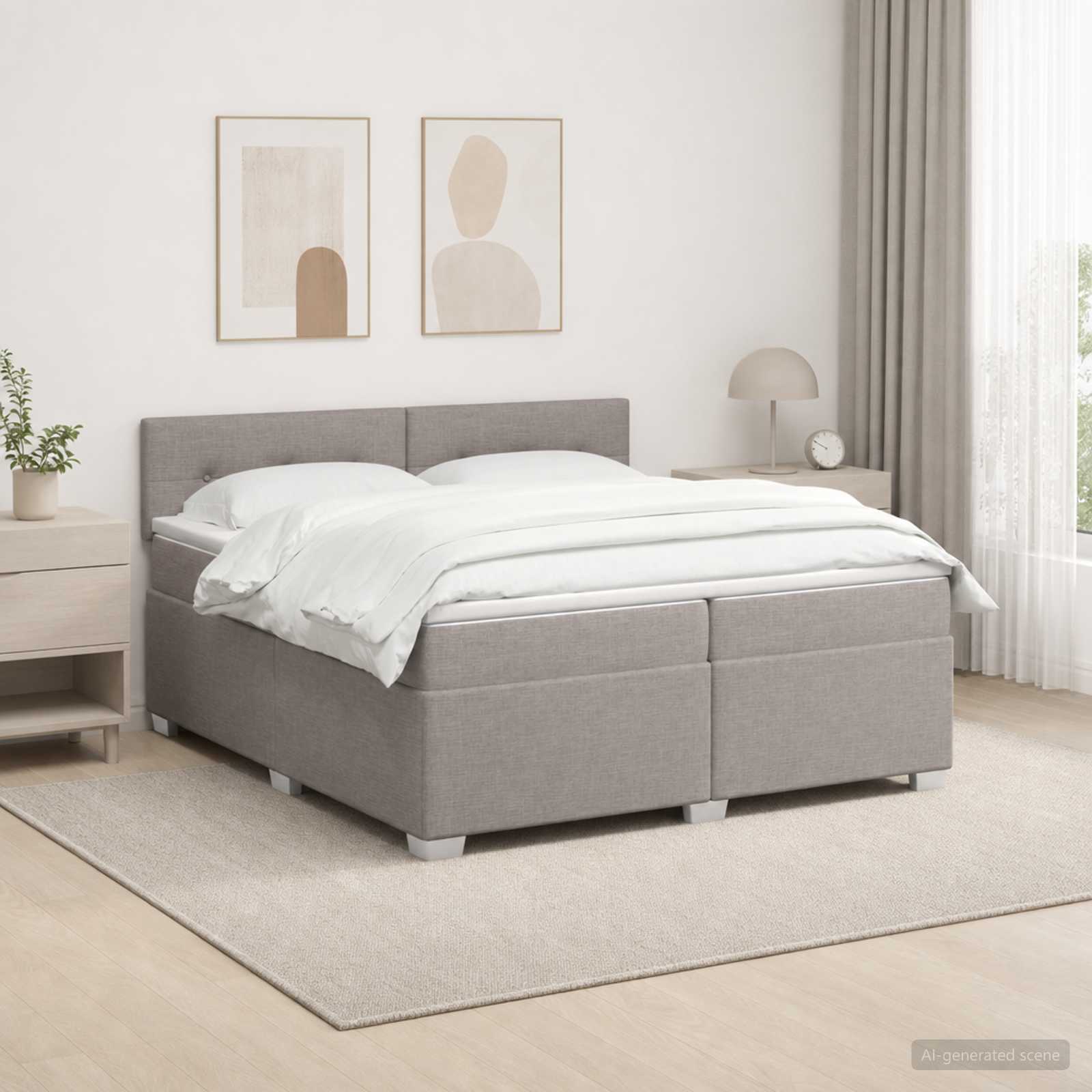 Letto box spring con materasso Tortora 200 x 200 cm Tessuto | homemem39