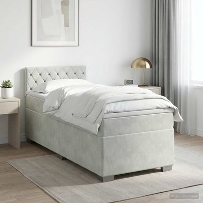 Letto box spring con materasso Grigio Chiaro 90 x 190 cm