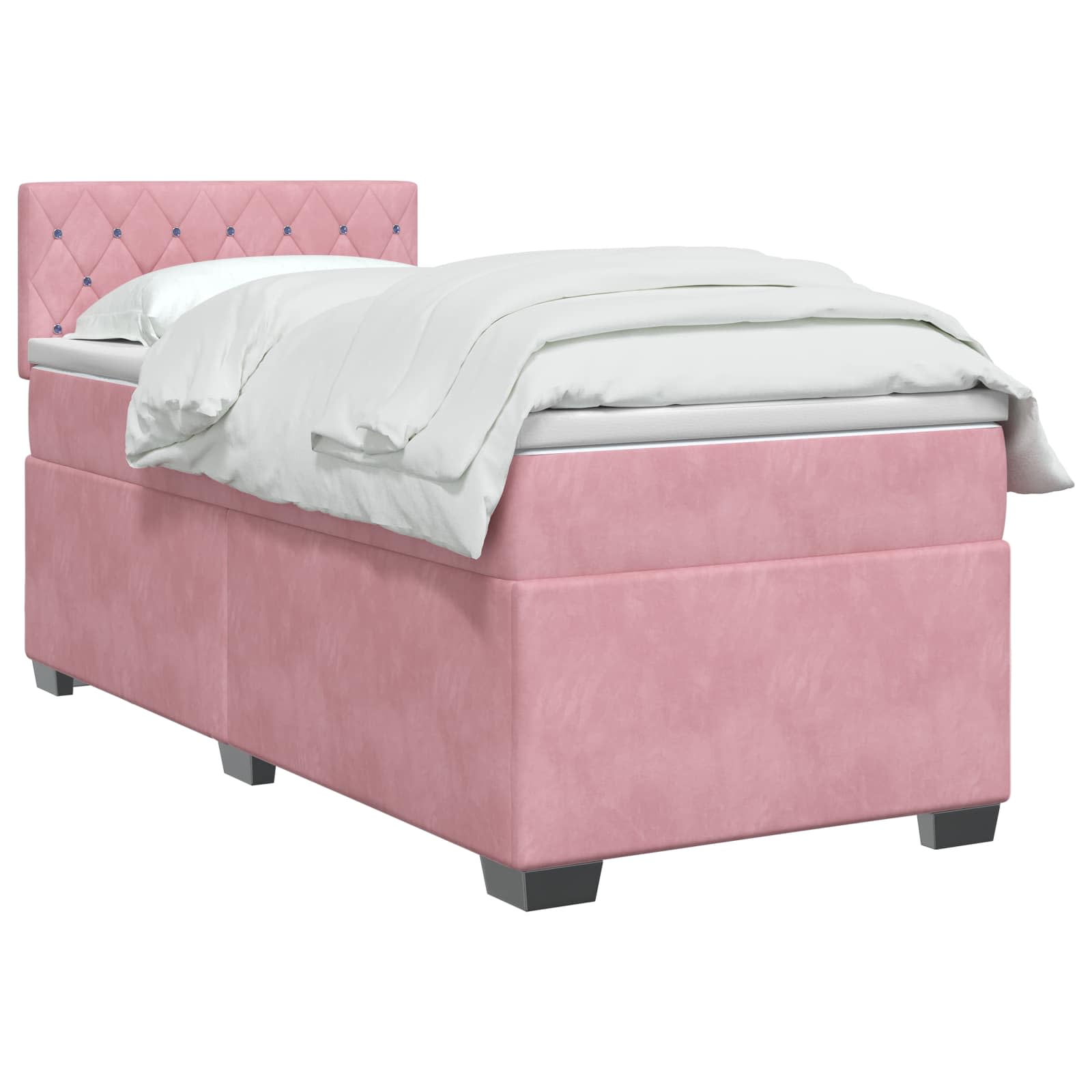 Letto box spring con materasso Rosa 80 x 200 cm Velluto | homemem39