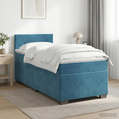 Letto box spring con materasso Blu Scuro 100 x 200 cm Velluto | homemem39