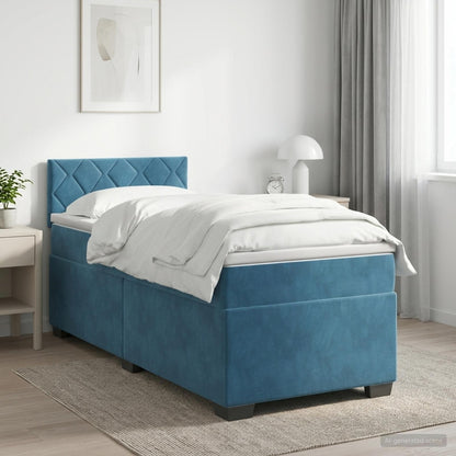 Letto box spring con materasso Blu Scuro 100 x 200 cm Velluto | homemem39
