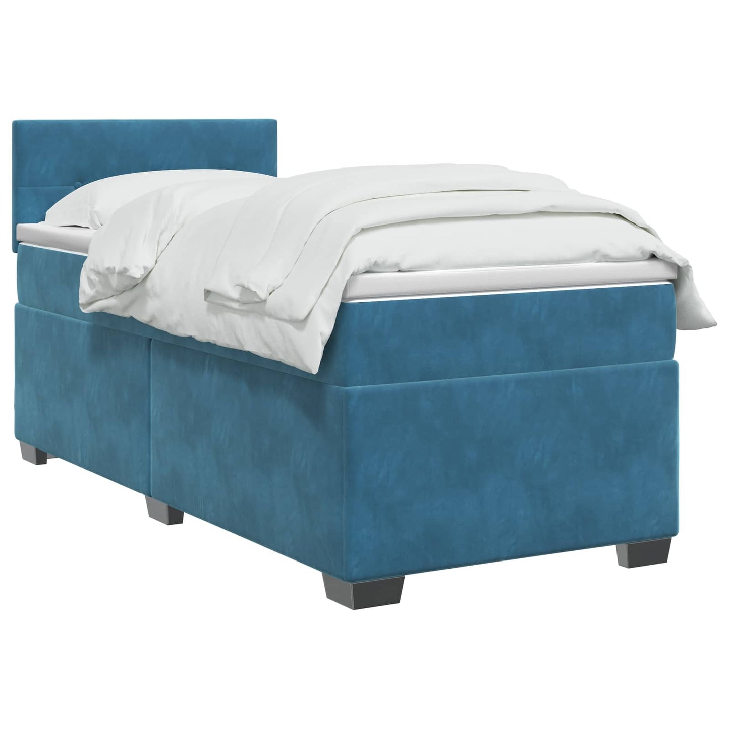 Letto box spring con materasso Blu Scuro 90 x 190 cm Velluto | homemem39