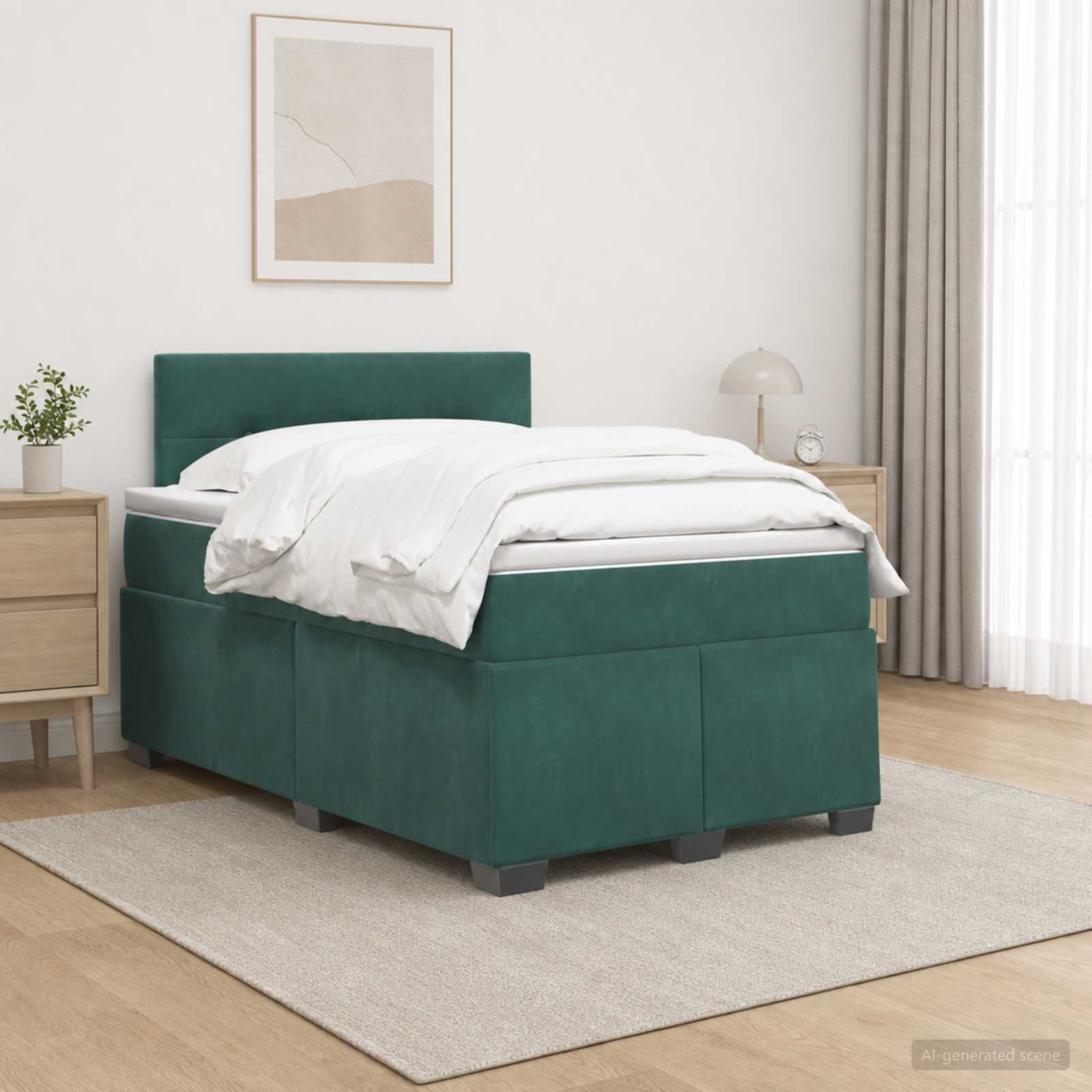 Letto box spring con materasso Verde Scuro 120 x 190 cm Velluto | homemem39
