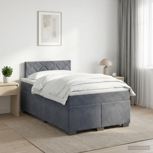 Letto box spring con materasso Grigio Scuro 120 x 190 cm | homemem39